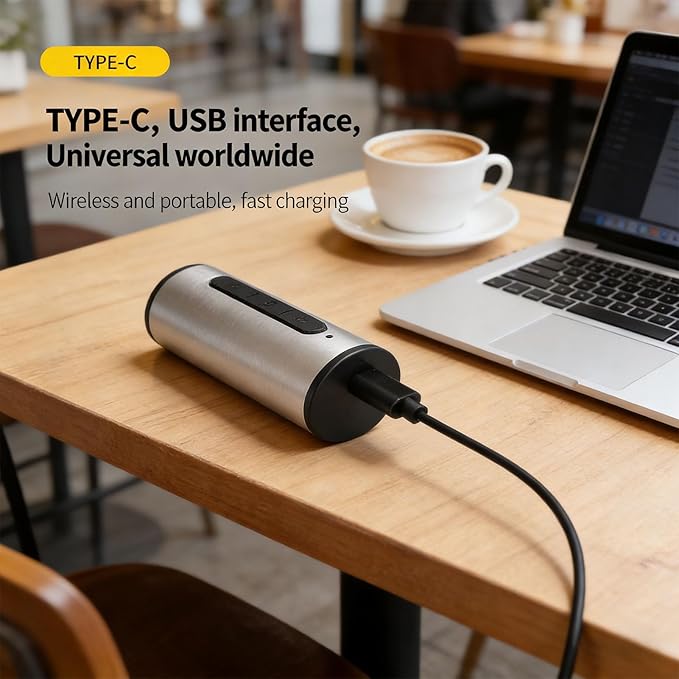 Handheld Milk Frother Wand, USB Rechargeable Electric Whisk Drink Mixer with 5 Accessories, for Coffee Lattes Baking