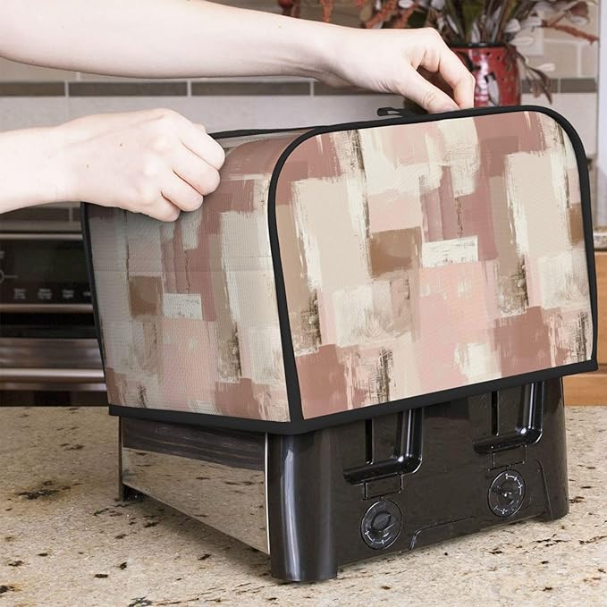Toaster Cover 4 Slice Modern Art Dusty Pink Abstract Kitchen Small Appliance Covers with Pockets Dust and Fingerprint Protection