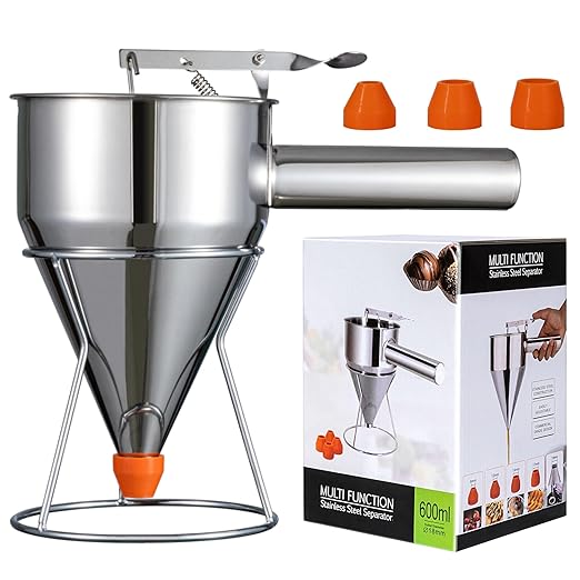 MyLifeUNIT Stainless Steel Pancake Batter Dispenser and Nonstick 4-Cup Egg Pan with Lid