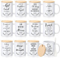 Didaey 12 Sets Christian Gifts Bulk Religious Coffee Mugs 12oz Bible Verses White Ceramic Cup with Lid Handle Spoon Inspirational Mug Church Gift for Men Coworker Employee Staff(Christian)
