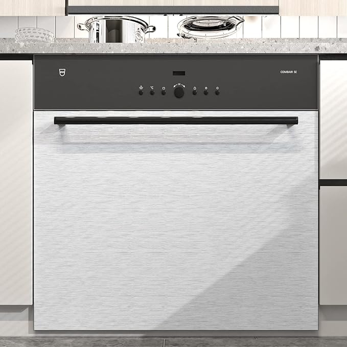 WESTICK Textured Stainless Steel Peel and Stick Aluminum Adhesive Sheet Brushed Metalic Silver Wallpaper Peel and Stick Stainless Steel Contact Paper for Appliances Refrigerator Dishwasher 15.8"x394"