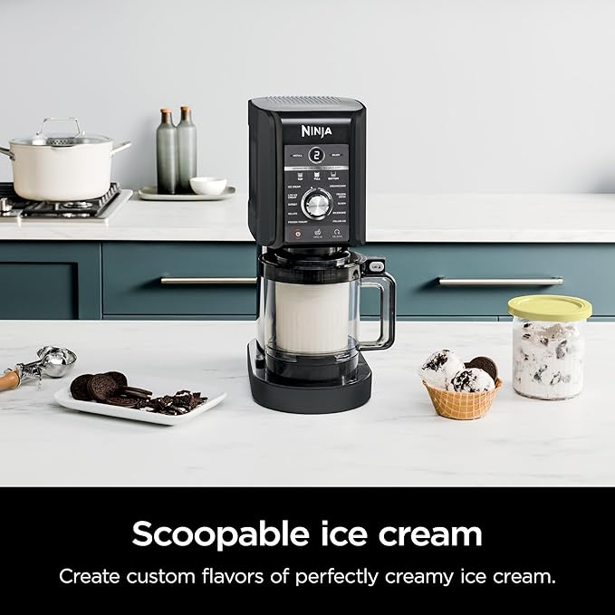 Ninja (Refurbished) NC501 CREAMi Deluxe 11-in-1 Ice Cream & Frozen Treat Maker with 2 XL Family Size Pint Containers, Black (Renewed)