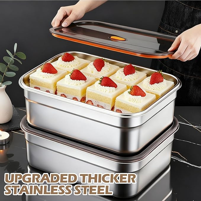 4 Pack Large Stainless Steel Food Storage Containers with Leak-proof Lids 316 Metal Meal Prep Container Lunch Box Freezer Safe Microwave Safe for Meal Prep Bento (41oz, 61oz, 95oz, 128oz)