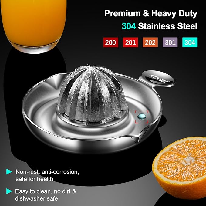 Premium Kitchen Tool Kit, Stainless Steel Garlic Press + Manual Citrus Juicer, Heavy Duty Ergonomic Handle Dishwasher Safe, 5-year Warranty