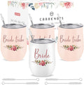 CARAKNOTS Bride Tribe 12 OZ Stainless Steel Insulated Tumbler Set of 4 - Wedding Bridal Shower Bachelorette Party Gifts for Bridesmaids