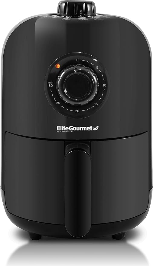 Elite Gourmet EAF1121 Personal 1.1 Qt. Compact Space Saving Electric Hot Air Fryer Oil-Less Healthy Cooker, Timer & Temperature Controls, 1000W