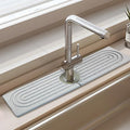 Jiozermi 23.6 Inch Diatomite Faucet Mat for Kitchen Sink, Diatomite Stone Sink Tray Faucet Sink Splash Guard Sink Faucet Absorbent Mat for Kitchen Bathroom Fucet Sink(23.6" x 3.9",Light Grey)