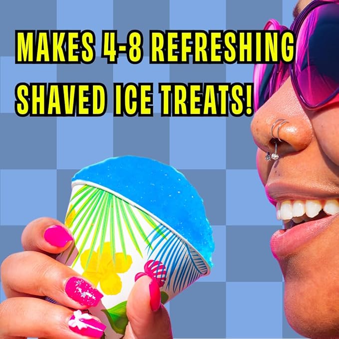 Hawaiian Shaved Ice Blue Raspberry Syrup - Made Nut Soy Dairy Free in the USA - Flavor Fluffy Shaved & Crunchy Snow Cone - Shelf Stable After Opening - Makes 8 Servings - 16 ounces