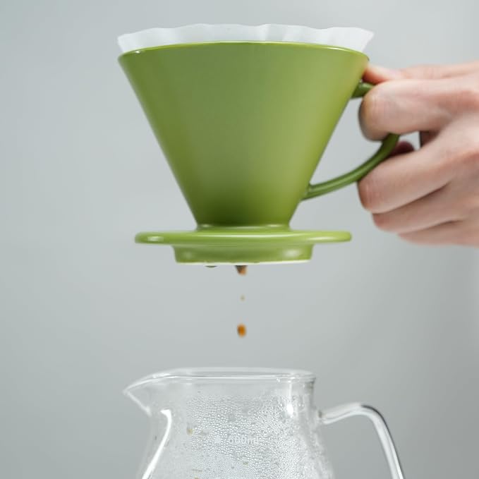 Artisan Series Coffee Dripper Made of High Fired Ceramic Material, Size 02, Ceramic Pour Over Coffee Maker Filter, Coffee Slow Brewing Accessories for Home, Office and Cafe, Green