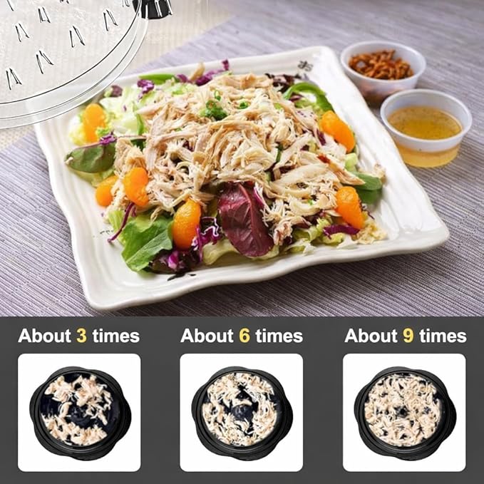 Premium Manual Food Shredder, Chicken Crusher Tool, Large Standard Size, PowerPull Chicken Grinder, Pork & Beef, KitchenPro Chicken Shredder Tool (Black)