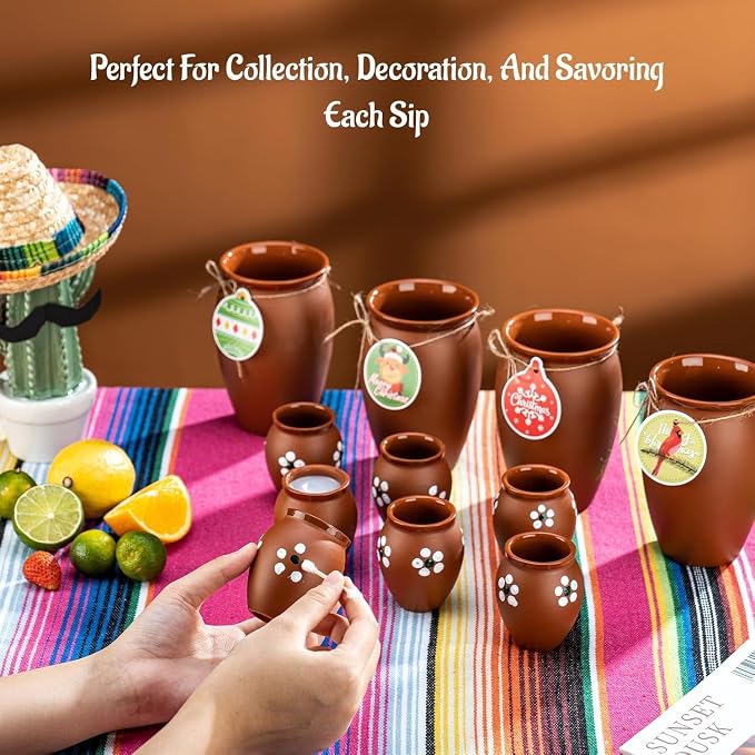 66Psc 2oz/60ml Cantaritos De Barro Mexicanos,Mini Jarritos De Barro Mexicanos Pottery Cocktail Glasses,Mexican Shot Glasses Taco Tuesday Cups For Celebration,Tequila,Margaritas