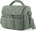 BAGSMART Insulated Lunch Bags for Women, Cute Quilted Lunch Box, Lightweight Puffy Padded Waterproof Lunch Tote, Reusable Lunch Cooler for Work Picnic Travel, Olive Green