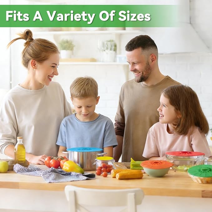 Silicone Lids 9 Pack Food Covers, Microwave Splatter Covers,Reusable Heat Resistant Lids for Pots Pans Plates Cups,Microwave Oven Stove Fridge Freezer Safe,Mothers Day Gifts