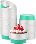 Beasea Disposable Baking Cups, 200 Pack 7.3oz 215ml Aluminum Ramekins Foil Baking Cups 4" Ramekin Cup Cupcake Aluminum Mini Baking Cups No Lids for Party - Elegant Blue