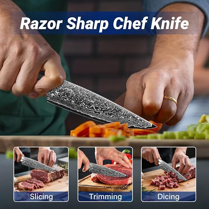 Golden Bird 6 inch Kitchen Utility knife, Japanes VG10 Damascus Steel Chef Knives with Wooden Handle, Small Paring Knife for Fruit and Vegetable, Ideal Gift