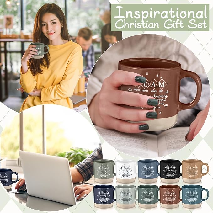 Didaey 10 Pcs Team Gift for Employee Bulk Inspirational Ceramic Coffee Mug 13 oz Thank You Mug Team Building Nurse Back to School Gift for Teacher Women Men Coworker Volunteer Staff Office, 10 Colors