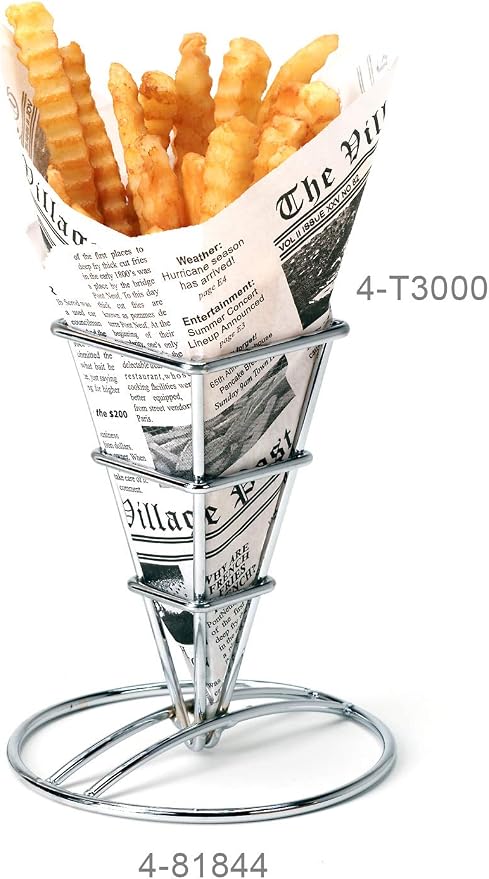G.E.T. 4-T3000 White Newspaper Theme Cone Basket Liner / Deli Wrap Paper Paper Food-Safe Tissue Liners Collection (Pack of 2000)