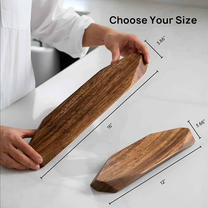 Ibyx Acacia Magnetic Knife Strip - Knife Holder for Counter - Universal Magnetic Knife Holder Fits All Knife Sets - Modern Kitchen Knife Storage - Solid Wood & Strong Magnets (12 Inches)