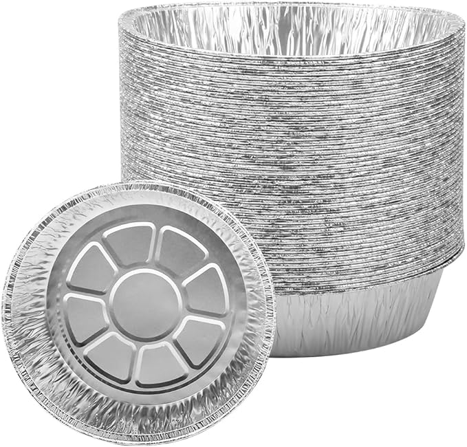 Non-Stick Round Disposable Air Fryer Aluminum Foil Liners 50PCS, Oil-Proof Aluminum Foil Tin Box Also for Steamer Basket Instant Pot Oven & Grill (6 Inch)