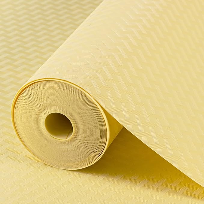 Shelf Liners for Kitchen Cabinets Refrigerator Liners Waterproof Kitchen Cupboard Liner Non Adhesive Drawer Mats EVA Material Fridge Liner for Shelves - Yellow Beige 17.5 x 393.7 Inches
