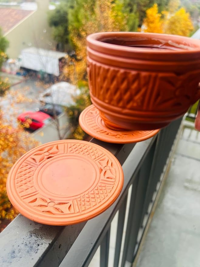 Handmade Tea Cup Set - Limited Edition Gift Set – 2 Terracotta Cups + 2 Saucers – Unique Handmade Gift Box