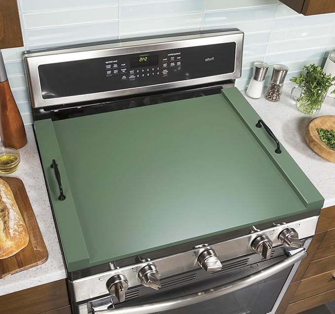 GASHELL Noodle Board Stove Cover with Handles, Multiple Stove Top Cover Board for Electric/Gas Stove Top(Forest Green)