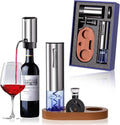 Rechargeable Electric Wine Opener 5-In-1 Set, Stainless Steel Automatic Wine Opener with Electric Wine Aerator, Foil Cutter, Wine Stopper & Base, Elegant Gift Box for Birthday, Housewarming, Christmas