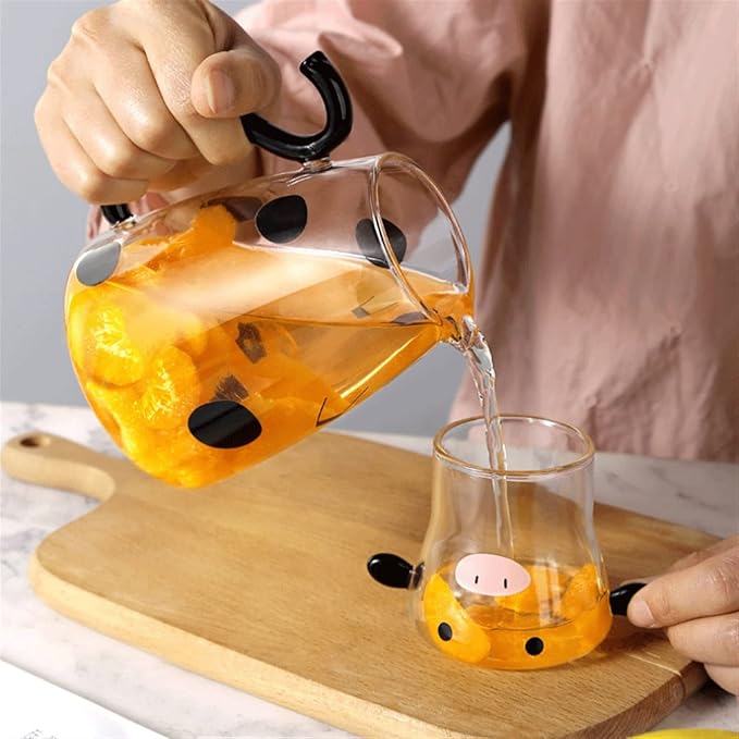 GRFIT Cute Pitcher Glass Mug Set High Temperature Tea Jug Jug Jug Home Decor Coffee Coffee Water Jug
