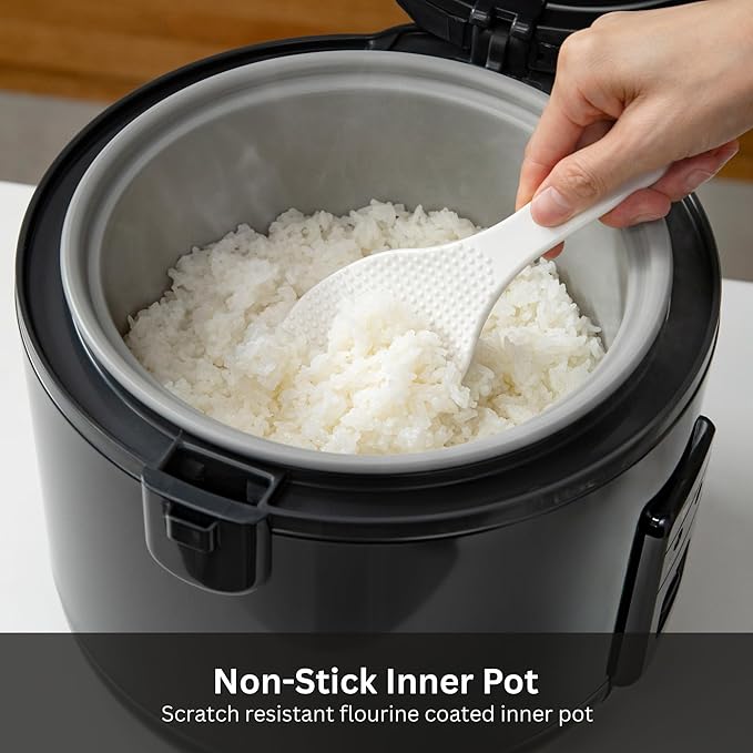 Tiger JNP-S15U-KY 8 Cup Capacity Rice Cooker with Non-Stick Inner Pot, Retractable Power Cord, and Keep Warm up to 12 hours, Black