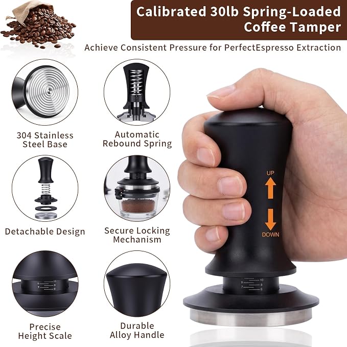 26 PCS Espresso Accessories Kit, Espresso Tamper Kit Coffee Tamper Set, 54mm Espresso Tamper with Spring Loaded Calibrated, 54mm Espresso Filter Paper and Dosing Funnel, WDT Tool