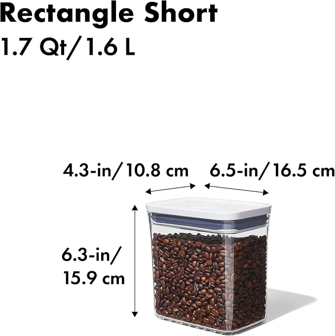 OXO Good Grips 4-Piece Mini POP Container Set Good Grips POP Container – Airtight 1.7 Qt for Coffee and More Food Storage, Rectangle, Clear
