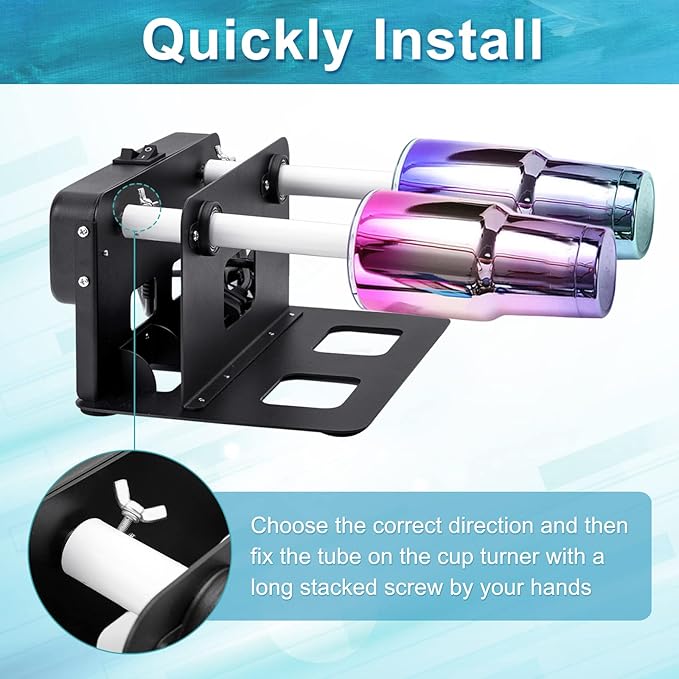 Cup Turner Tumbler Spinner Double Matal Frame Crafts Tumbler Double Cuptisserie Turner for DIY Epoxy Machine with Professional Silent Balance Steering Shaft and Independent Switch