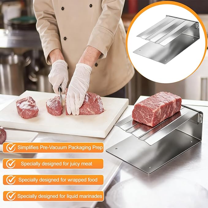 Stand for Vacuum Sealer Bags Packaging 9 x 7 x 3.15 Inches Heat Seal Bags Plate 304 Stainless Steel Food Storage Filling Bag Meal Prep Freezer Meals Suitable for Most Sizes Vacuum Package