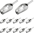 12 Pcs Premium Ice Scoop for Freezer, Multipurpose Metal Ice Scoop for Ice Machine - Stainless Steel Small Ice Scooper for Ice Bucket - Kitchen Gadgets Cookie Flour Pet Dog Food Scoop