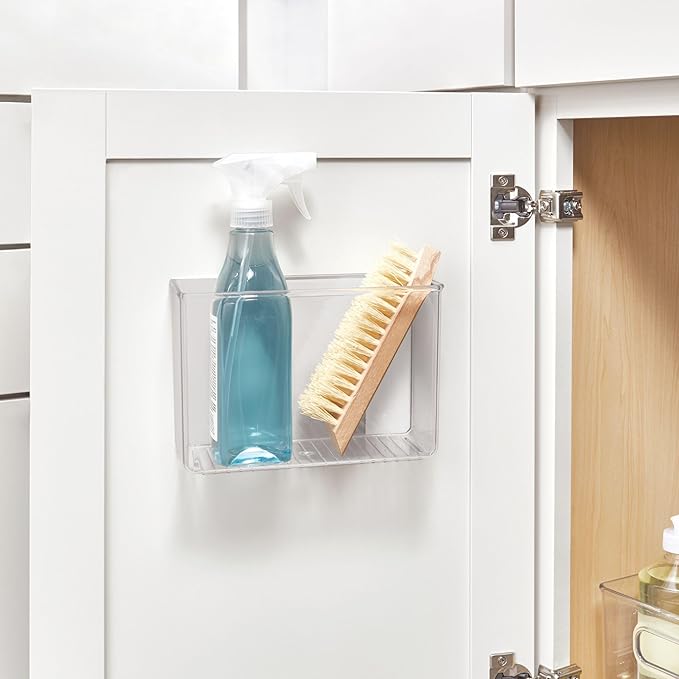 iDesign Adhesive Organizer Bin - Damage-Free Hanging for Kitchen, Bathroom, or Office - Set of 2 - Clear