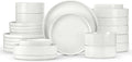 Herogo 24 Piece Dinnerware Sets with Pasta Bowls for 6, Dinner Salad Plates and Cereal Serving Bowls, Stoneware Dishes Dinner Ware for Kitchen Dining, Dishwasher & Microwave Safe, Speckled White