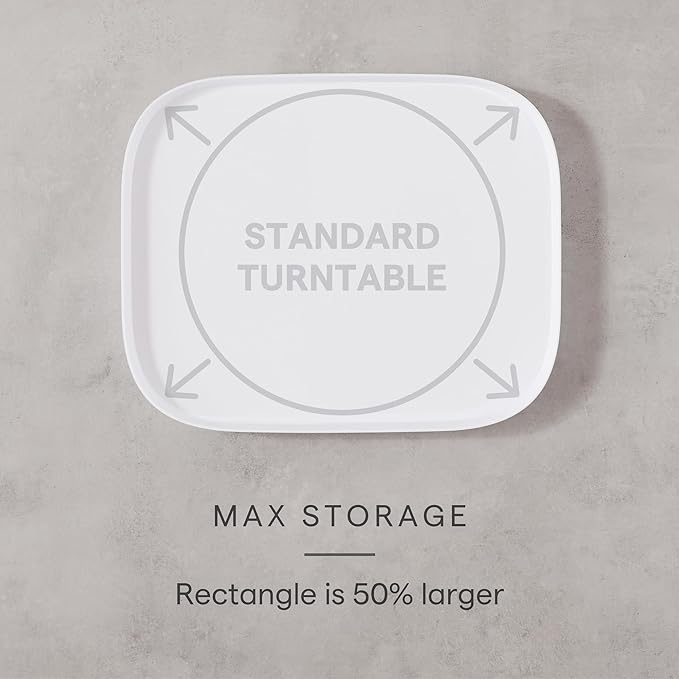 YouCopia MagicTrack Rectangle Lazy Susan Turntable: Kitchen & Bathroom Pantry, Cabinet & Countertop Storage Organizer with 360° Spin, Non-Slip, White Speckled BPA-Free