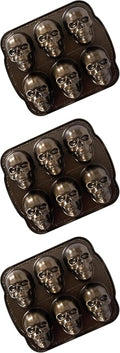 Nordic Ware Halloween Bakeware, Haunted Skull Cakelet Pan, Bronze (Pack of 3)