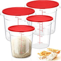 Suclain 4 Set 6 Quart 4 Qt Round Food Storage Containers with Lids Clear Proofing Container for Dough Bread with Scale Handle Home Restaurant Commercial Food Storage(Red)