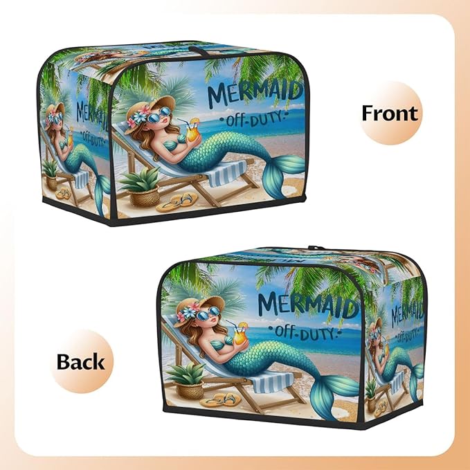 Beach Turquoise Mermaid Toaster Cover 2 Slice Dust and Fingerprint Protection Toaster Bread Maker Covers Washable Kitchen Small Appliance Covers for Kitchen Accessories Decor Bakeware Women Gift