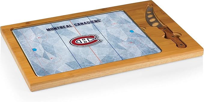PICNIC TIME NHL unisex-adult NHL Icon Glass Top Cutting Board & Knife Set