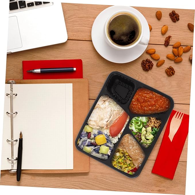 Zerodeko Meal Prep Containers Lids Stackable 5 Compartment Food Storage Box Microwave Safe Chinese Food Boxes for Meal Prep Containers