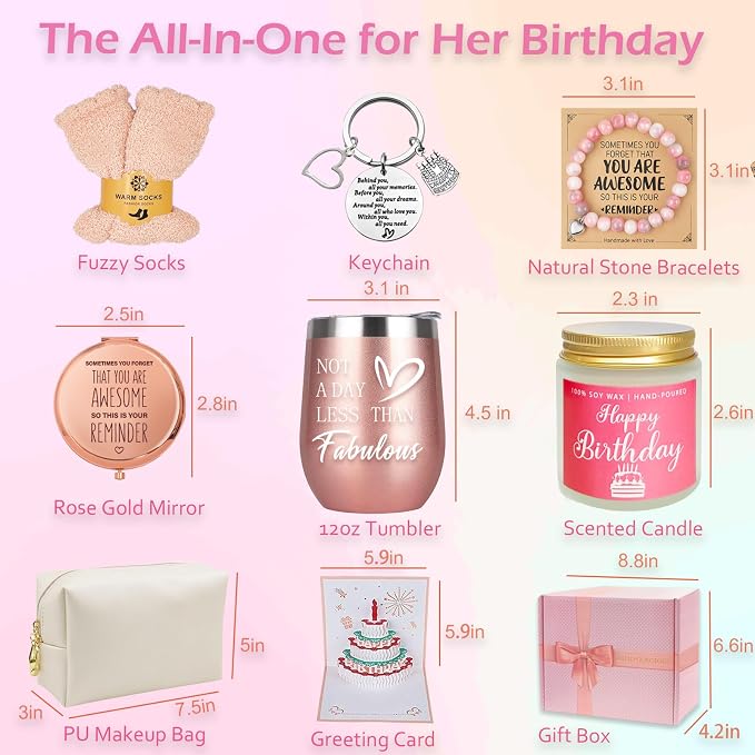 Birthday Gifts for Women Mom from Daughter, Happy Birthday Gifts for Mom Female Sister Daughter Wife Her Girlfriend Bestie, Unique for Women Who Have Everything