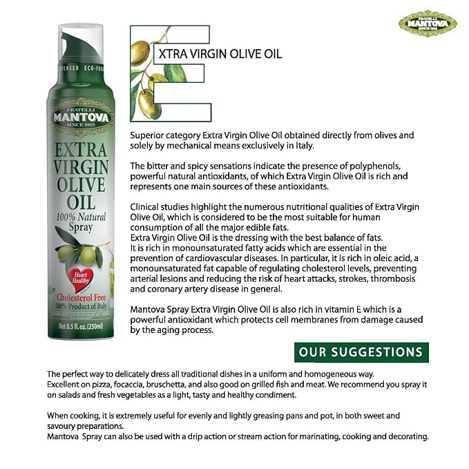 Mantova Spray 100% Extra Virgin Olive Oil Variety Set - Black Truffle | Garlic | 8 Fl. Ounce. (Pack Of 3) - Product Of Italy