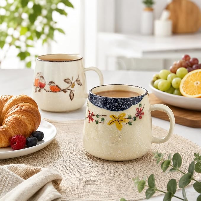 clothmile 2.8 inch 4 Pieces Japanese Retro Ceramics Mug Asian Chinese Coffee Cups Set for Restaurant, Diner, Farmhouse, Coffee Shop, Home