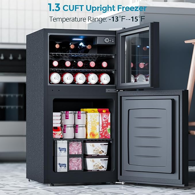 Electactic 2.6 Cu.Ft Mini Fridge with Freezer, 2 Door Compact Refrigerator, Freestanding Beverage Wine Cooler for Bedroom, Office, Home, Reversible Door, Adjustable Thermostat,Black