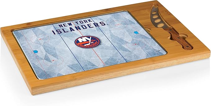 PICNIC TIME NHL unisex-adult NHL Icon Glass Top Cutting Board & Knife Set