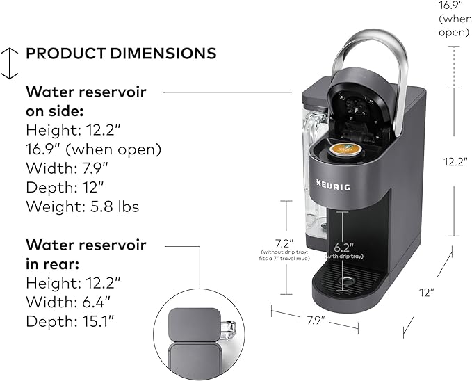 Keurig K-Supreme SMART Single Serve Coffee Maker With Wifi Compatibility, 4 Brew Sizes, And 66oz Removable Reservoir, Compatible with Alexa, Gray