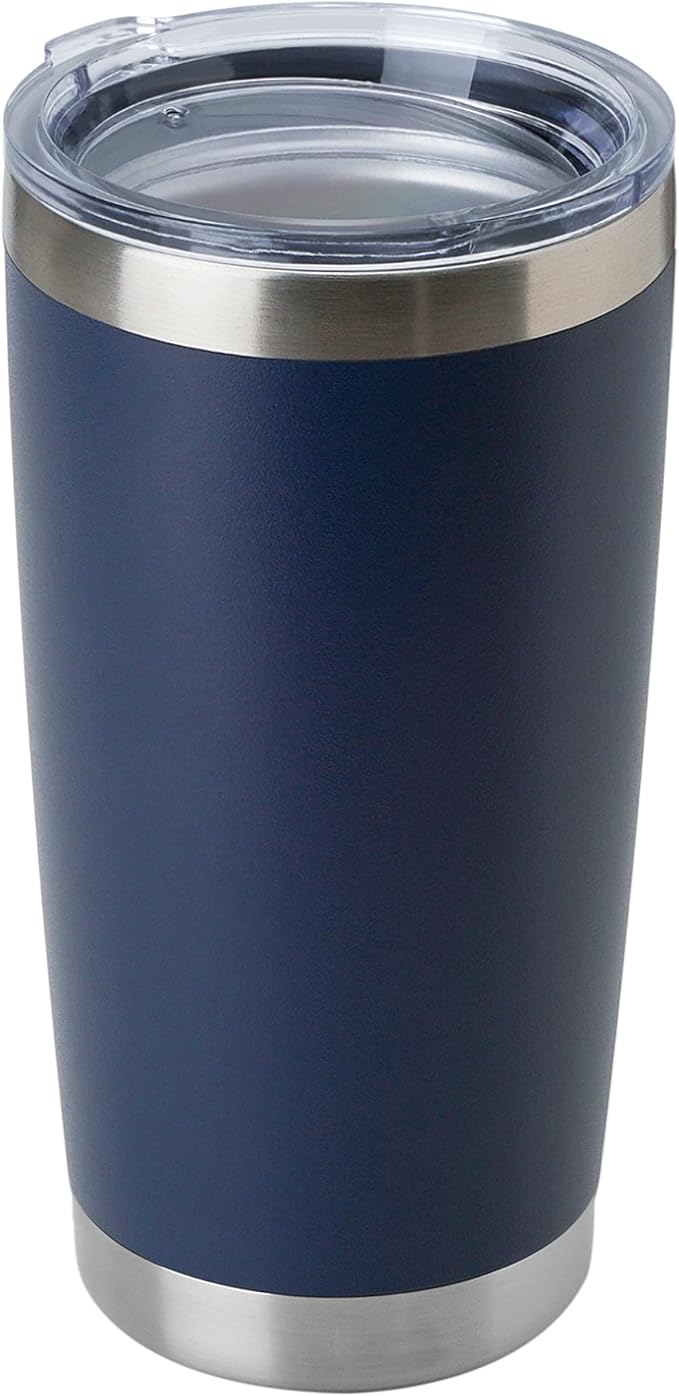 DOMICARE 20oz Stainless Steel Tumbler Bulk with Lid, Double Wall Vacuum Insulated Travel Mug, Powder Coated Coffee Cup, Powder Navy, 1 Pack