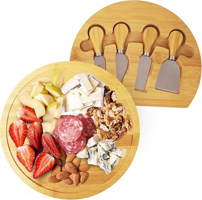 RoyalHouse Personalized Cheese Board, Custom Bamboo Engraved Customized Gifts Bridal Shower Gifts Perfect for Personalized Wedding and Christmas Gifts